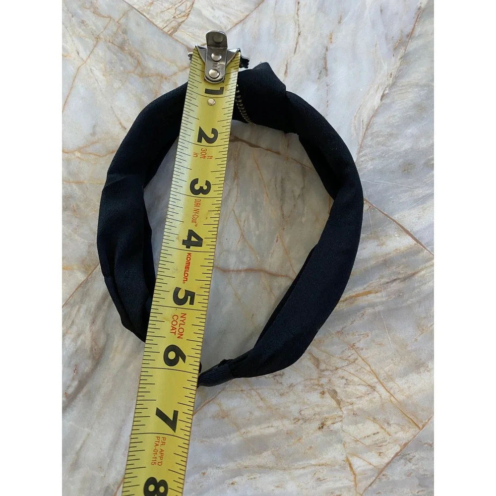 Black Knotted Headband Gold Zipper Trim Edgy Turban Style Hair Accessory